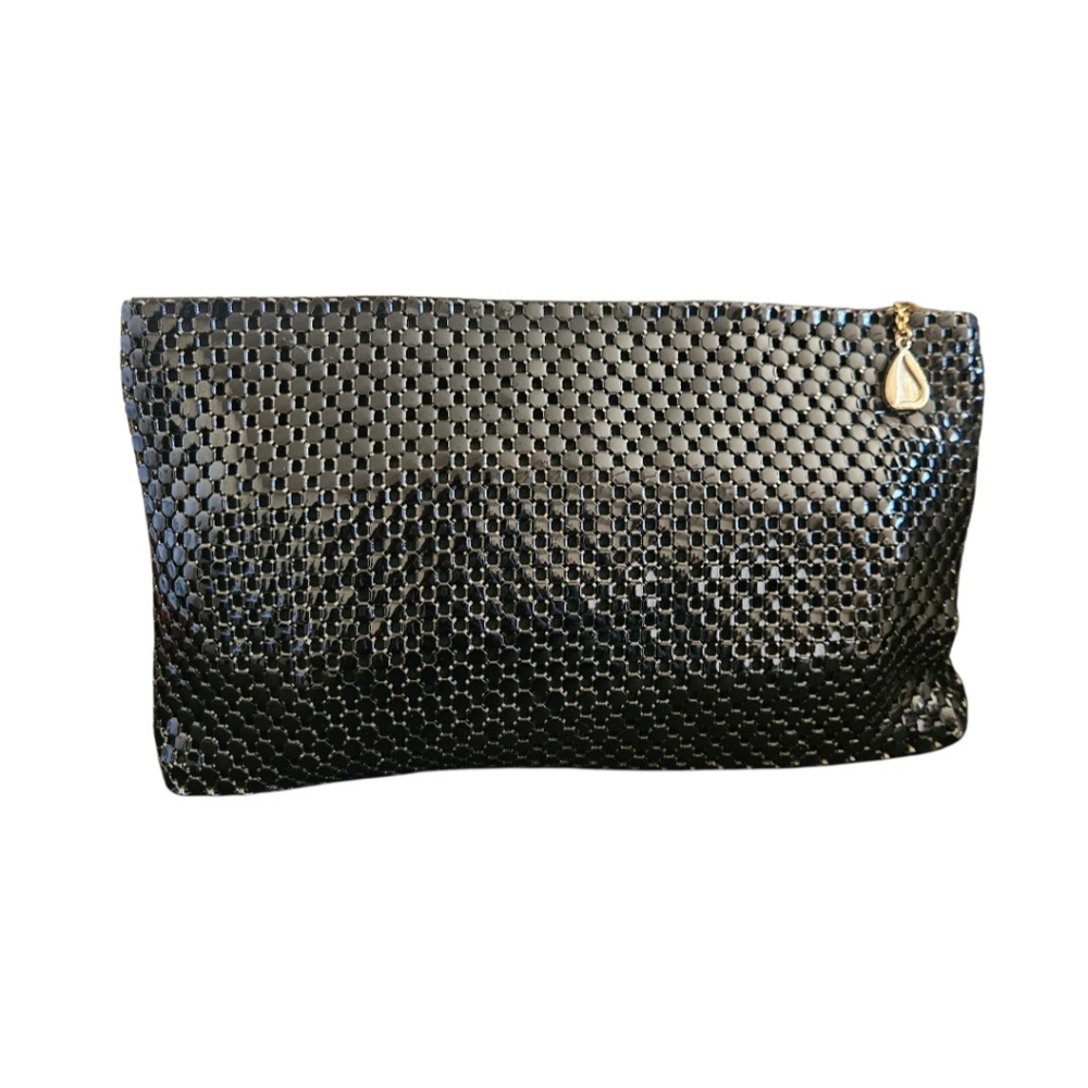 Vintage Whiting and Davis 80's Black Mesh Metal Evening Shoulder Bag/ Clutch
